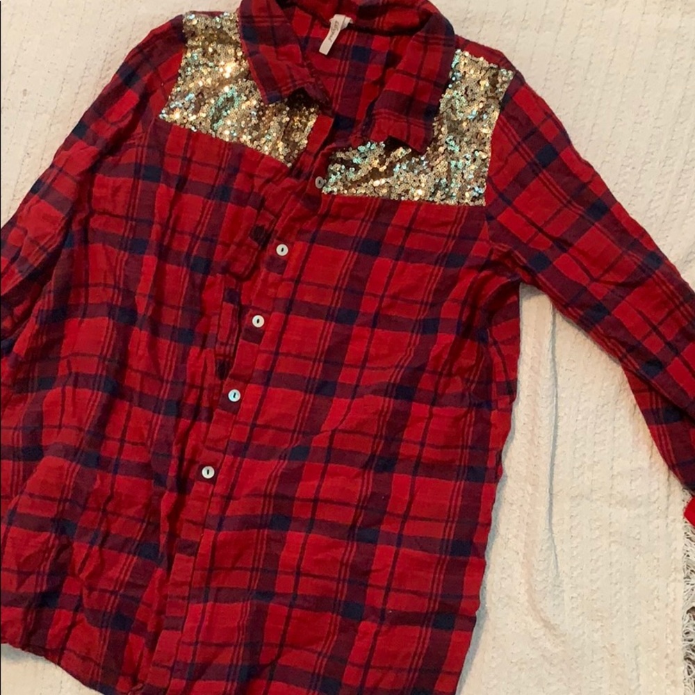 Red, sparkly flannel